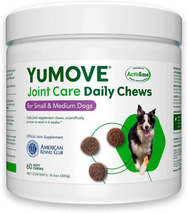 YuMOVE Daily Chews, Hip and Joint Supplement for Small & Medium Dogs with Glucosamine, 60 Chews