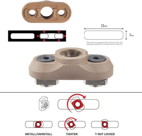 Swivels Stud Mount Base Adapter for Mlok Rail System (Sand)