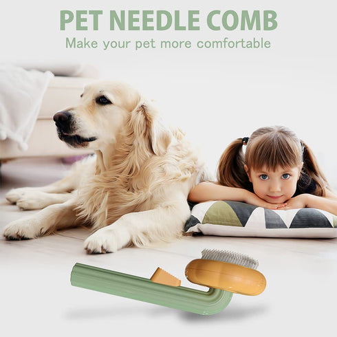 Dog & Cat Brush, Cute Pumpkin Self Cleaning Brush for Shedding and Deshedding, Deep Cleaning Pet Brushes