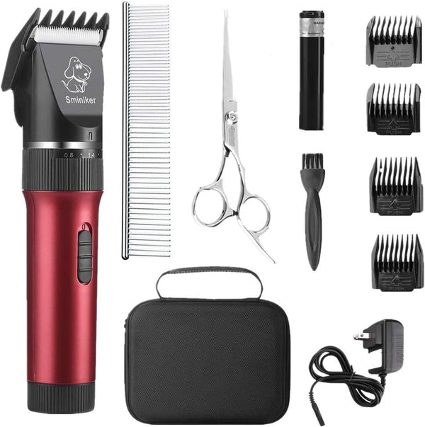 Low Noise Horses Clippers, Rechargeable Cordless Pet Grooming Kit with Storage Bag, 5 Speed Professional Clippers