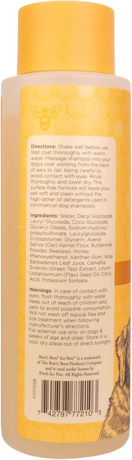 Burt's Bees Oatmeal Dog Shampoo - Moisturizing & Nourishing with Colloidal Oat Flour & Honey, 16 Oz - 2 Pack
