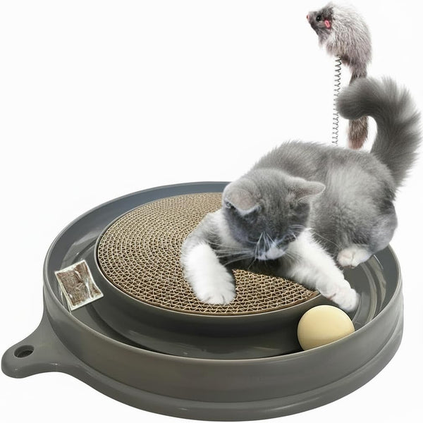 AUOON Cat Scratcher Toy with Ball Track - 3 in 1 Interactive
