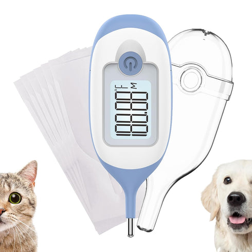 Pet Thermometer, Friendly Short Probe,Comfort Flexible,10-Sec Reading, Rectal Thermometer for Dogs Cats,30
