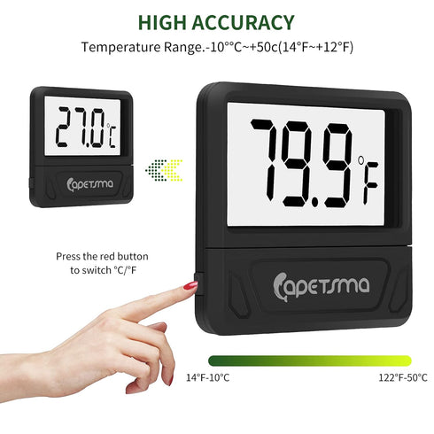 capetsma Aquarium Thermometer Digital Fish Tank Thermometer Accurate Reptile Thermometer Temperature Gauge with Large