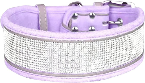 Rhinestone Dog Collar, Sparkling Soft Comfortable Reflective Crystal Diamond Collar for Small Medium & Large Dogs (M,