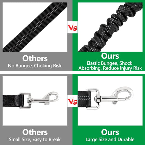 Plutus Pet Dog Seat Belt for Car Headrest, Reflective and Adjustable Restraint with Elastic Bungee for Safety, Vehicle