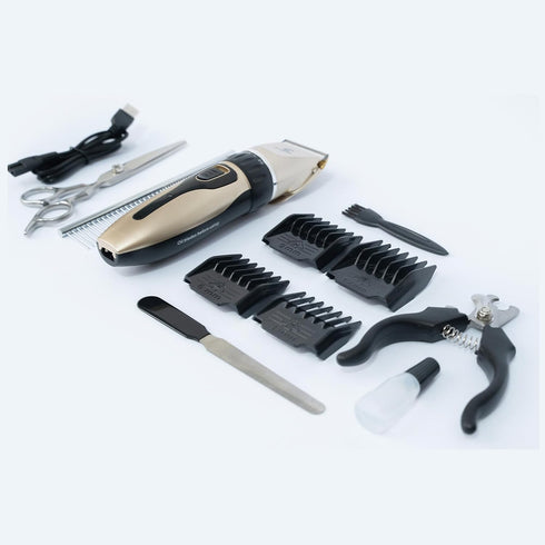 Dog Clippers Grooming Kit, Rechargeable Low Noise Shaver Supplies for Small and Large Dogs and Cats