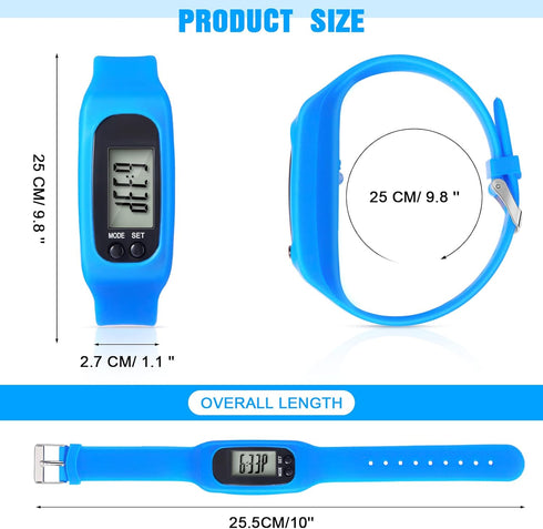 Silicone Fitness Tracker Watch 3 Pcs, Walking Running Pedometer, Calorie Burning Bracelet for Men, Women, Kids