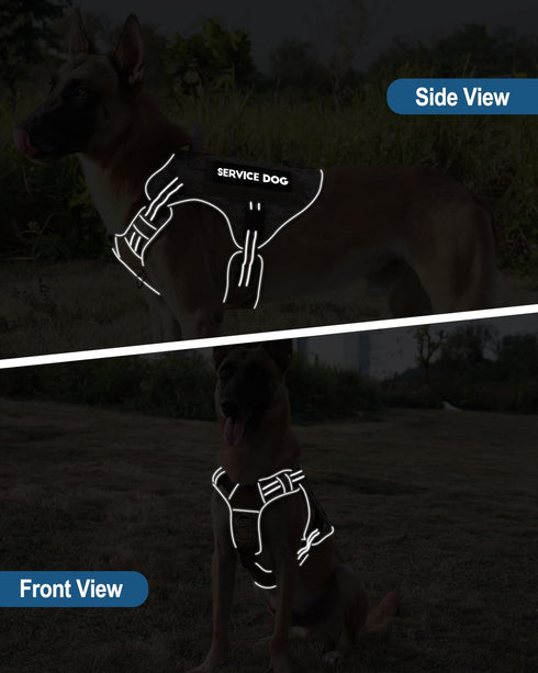 PETNANNY Tactical Dog Harness, Reflective Service Vest for Medium Large Dogs, Emotional Support with Padded Handle