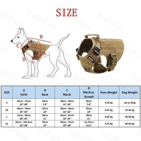Tactical Dog Harness Vest with Handle, Military Working Training Molle Vest, Black Harness with Leash and Metal Buckles