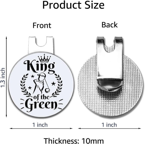 Hafhue King of The Green Golf Ball Marker with Magnetic Hat Clip, Funny Golf Gifts for Men, Dad, Grandpa, Birthday