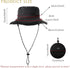 Waterproof Bucket Rain Hat with Chin Strap, Packable Sun Hat for Men Women Summer Lightweight Hiking Outdoor Cap Quick Dry Fishing Bucket Hat Black