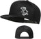 Skull Finger Flat Bill Hat for Men, Black Snapback Baseball Cap, Fitted Rock N Roll Skeleton Hand Hat