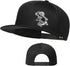 Skull Finger Flat Bill Hat for Men, Black Snapback Baseball Cap, Fitted Rock N Roll Skeleton Hand Hat