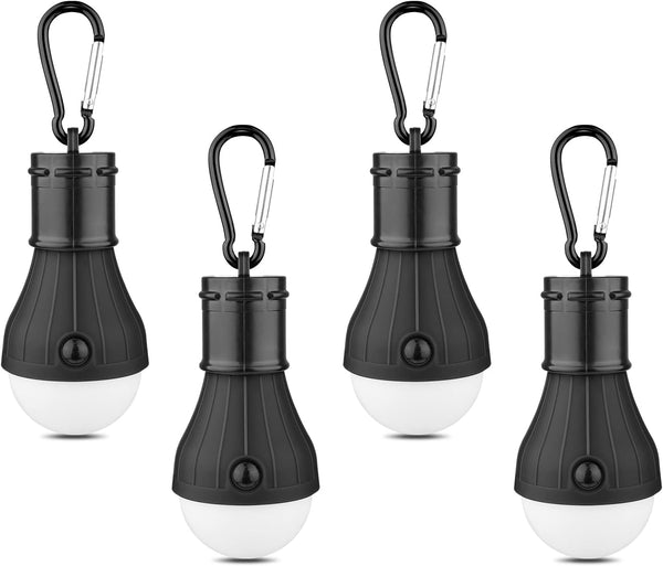 LED Camping Tent Lantern, Portable Waterproof Emergency Light Bulb, Battery Powered, 4 Packs