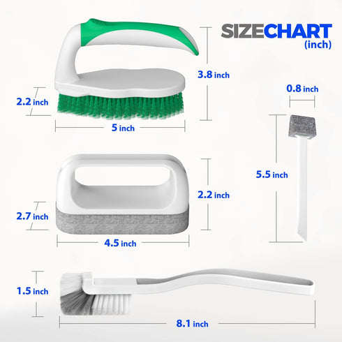 7 Pack Set, Holikme Deep Cleaning Brush Scrub Pads with Scraper Tip for Pool Walls, Bathroom, Grout, Floor, Bike, Tub