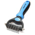 Maxpower Planet Pet Grooming Brush - Extra Wide Double Sided Dematting Rake for Dogs and Cats, Blue, S