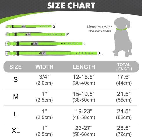 Joytale Neoprene Padded Dog Collar for Small Dogs, Reflective Wide Collar with Durable Metal Buckle, Green