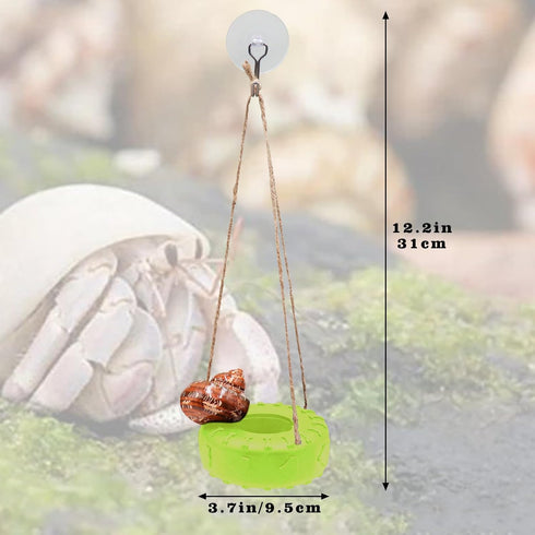 Neeenn 3.7 Inches Hermit Crab Tire Swing Toy, Hermit Crab Climbing Toy, Reptile Tank Aquarium Decoration Accessory