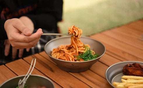Ultralight Titanium Bowl Pan Plate Dish with Carry Bag - Boundless Voyage Cookware for Outdoor Camping (Ti15165B, 800ml