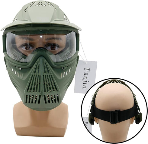 Tactical Paintball Mask, Airsoft Full Face Gear with Goggles, Impact Resistant for Outdoor Activities