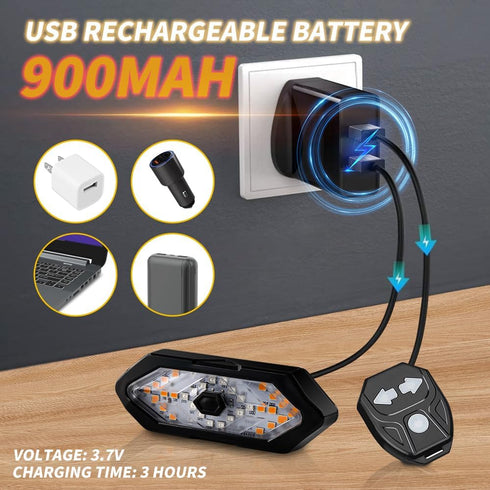 Teguangmei Bike Tail Light with Turn Signals, USB Rechargeable Rear Light with Wireless Remote Control
