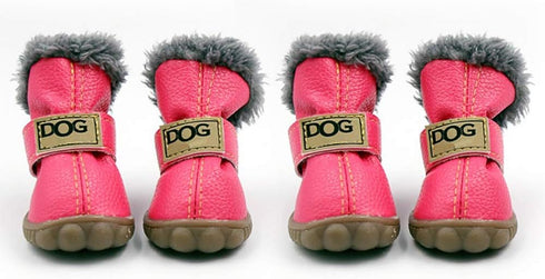 Snow Small Dog Boots, Waterproof Antiskid Shoes, Warm Skidproof Booties for Puppy Play (XL, Pink)
