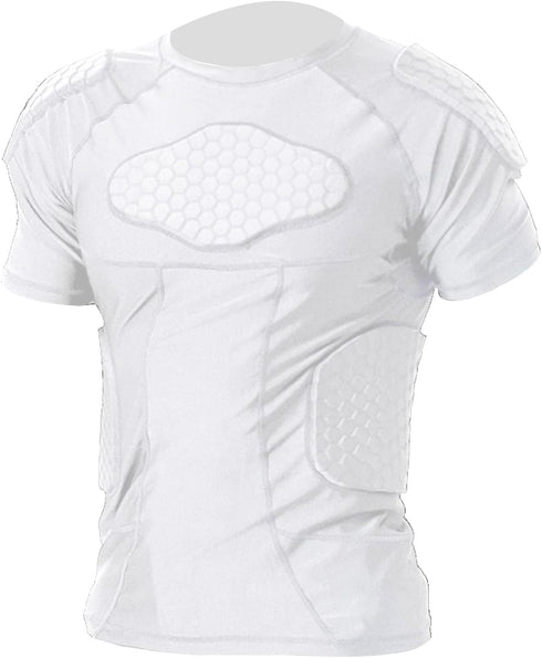 Padded Football Shirt with Chest Rib Protector and 6-Pads for Protective Gear