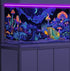 24X12IN Blacklight Mushroom Flower Aquarium Background - UV Moonlight Mountain Forest Landscape with Tape
