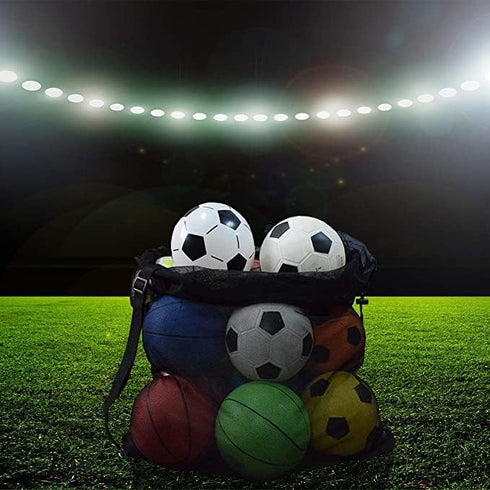 Heavy Duty Sports Ball Bag, Extra Large Drawstring Mesh Ball Bags for Coach, Adjustable Strap for Soccer, Basketball,