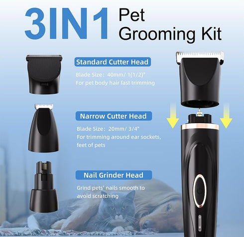 Trimmer 3 1 Multifunctional Replaceable Cutter Head Dog Clippers for Grooming Nail & Shears in Pets Grooming kit