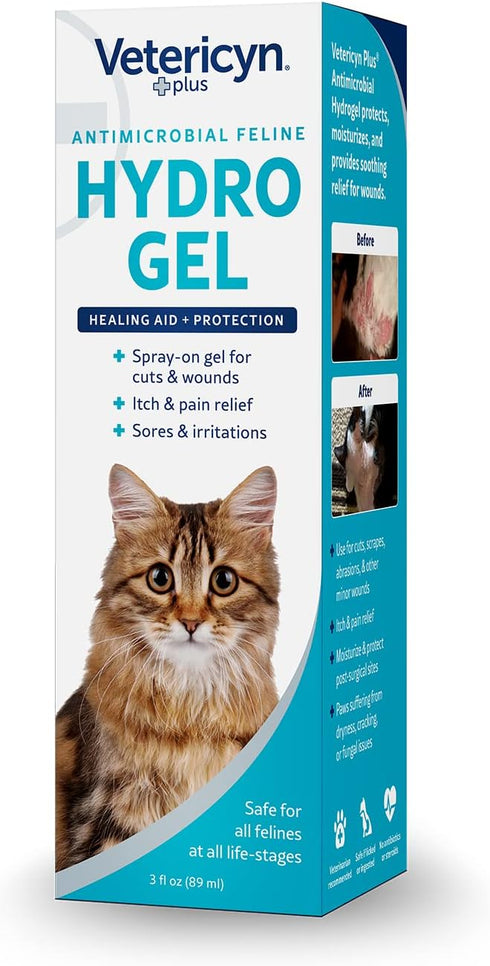 3 Vetericyn Plus Cat Wound Care Hydrogel Spray | Feline Healing Aid and Wound Protectant, Sprayable Gel to Relieve Cat