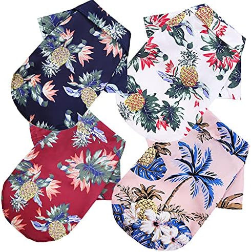 1Pcs Pet Shirts Hawaiian Pet Dog Polo T-Shirts Hawaiian Pet Clothes Beach Coconut Tree Print Pet Summer Shirt (4XL,Royal Blue)