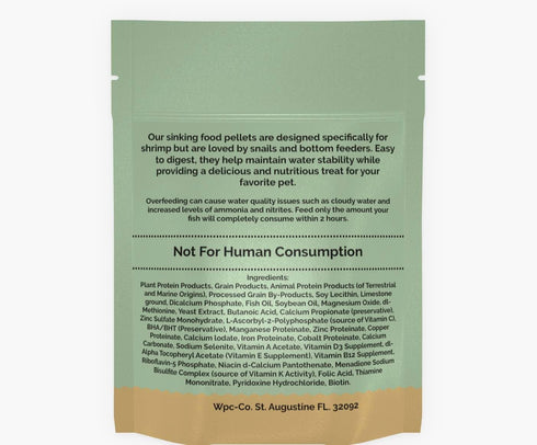 Sinking Pellets Aquarium Shrimp Food - Complete Nutrition for Tropical Shrimp, Snail, Bottom Feeders