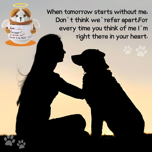 Mini Handmade Inspirational Positive Angel Dog Crochet Gifts Pet Memorial Gifts for Loss of Dog Cat Pet Passing Away