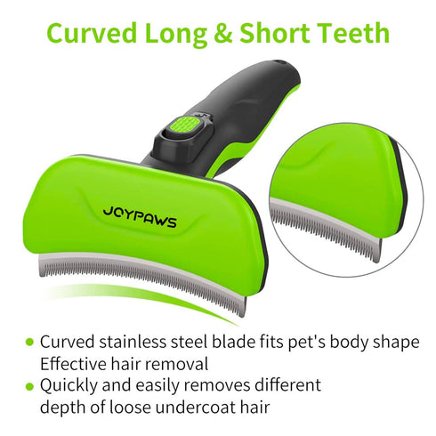 Pet Grooming Brush for Dogs and Cats, Self-Cleaning Undercoat Deshedding Tool, Green Hair Brush