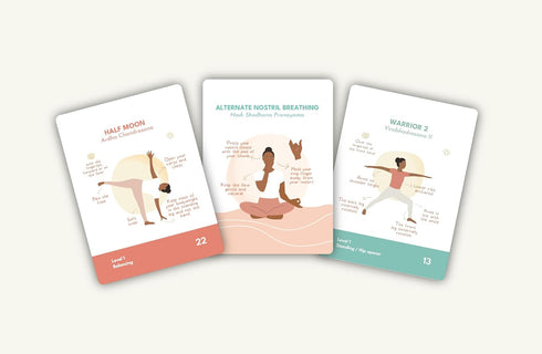 Holistic Atelier 70 Yoga Asanas Card Deck Premium Illustrated cards with Hatha Yoga Poses + Sequences & Pranayama.