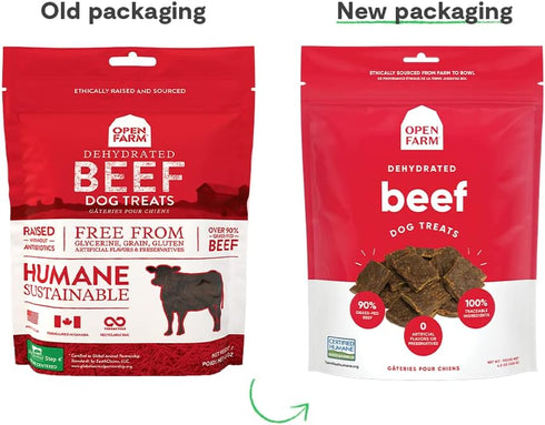Open Farm Dehydrated Beef Grain-Free Dog Treats, 4.5 oz, 100% Grass-Fed Beef Recipe, No Artificial Flavors