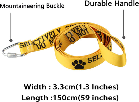 Funny Dog Leash Selectively Social Do Not Pet Dog Leash Walking Training Dog Leashes Dog Owner Pet Lover Gift (Selectively Social Do Not Pet-YE)