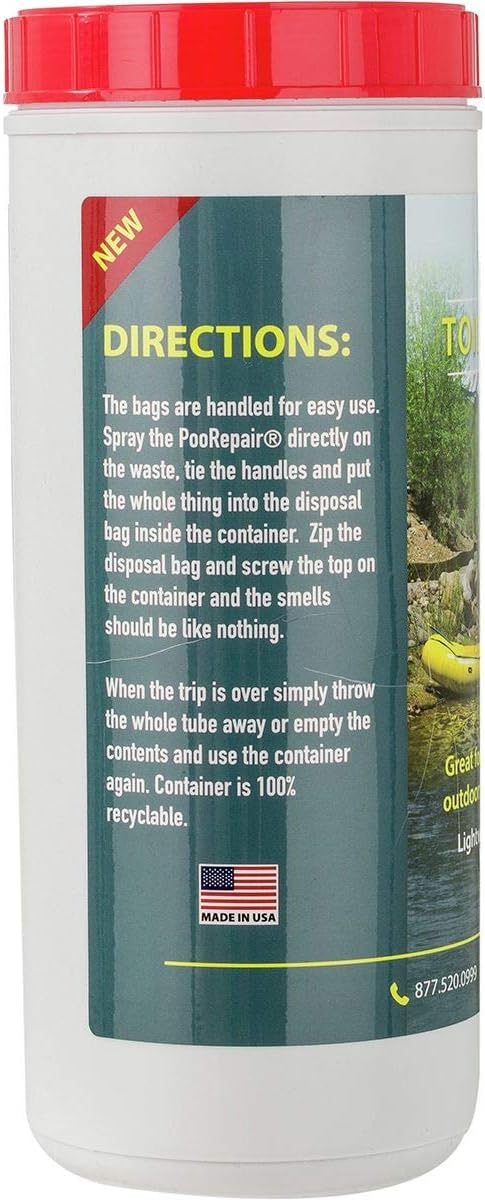 8-Use Backpacking Cleanwaste Toilet in a Tube Portable Waste Kit for Rafting, Camping, Includes Poo Powder Bags