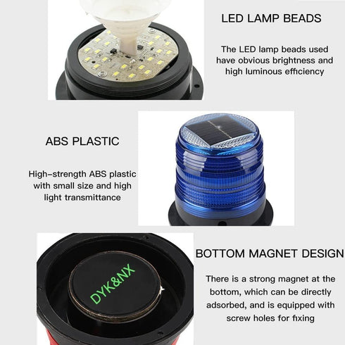DYK&NX LED Anchor Light of Marine Boat Yacht Navigation with Solar Charging, PC Material, Waterproof and Dustproof