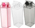Sewroro 3pcs Reusable 500ml Milk Carton Bottles with Lids, Pink Black Plastic Square