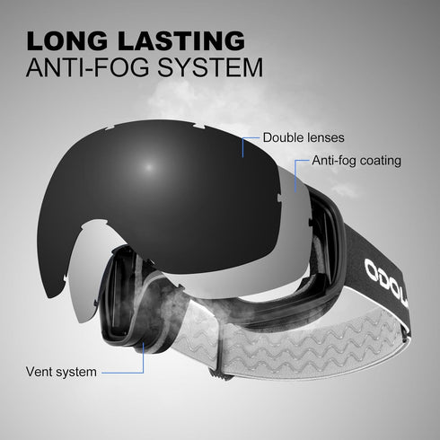 Odoland S2 Snow Ski Goggles - Double Lens Anti-Fog OTG Windproof UV400 Eyewear for Men, Women, Youth