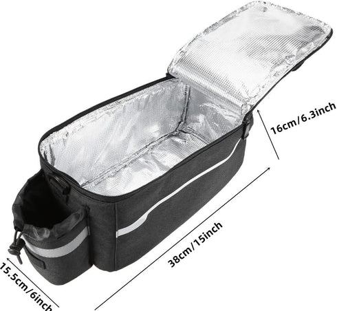 ZIMFANQI 10L Bike Rear Rack Bag, Insulated Trunk Cooler Bag, Reflective Cargo Bag with Phone Holder