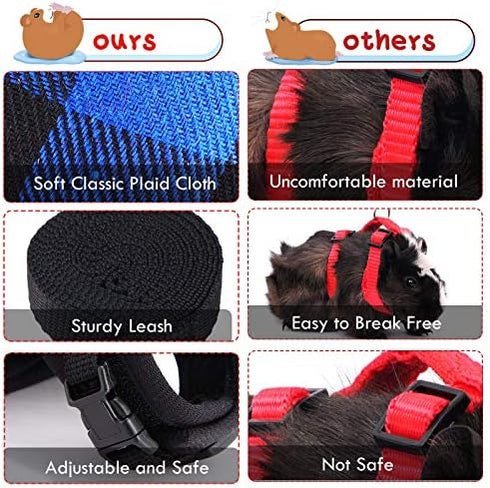 2 Pieces Guinea Pig Harness and Leash - Adjustable Hamster Ferret Harness and Leash Set for Small Animals (M, 8-9 Inch