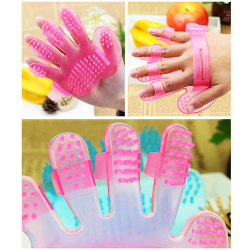 POPETPOP Palm Shaped Pet Bath Brush, Five Finger Massage Brush for Dogs, Pet Grooming Brush