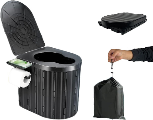 Portable Folding Toilet for Adults Camping, 300LBS Weight Capacity Porta Potty with