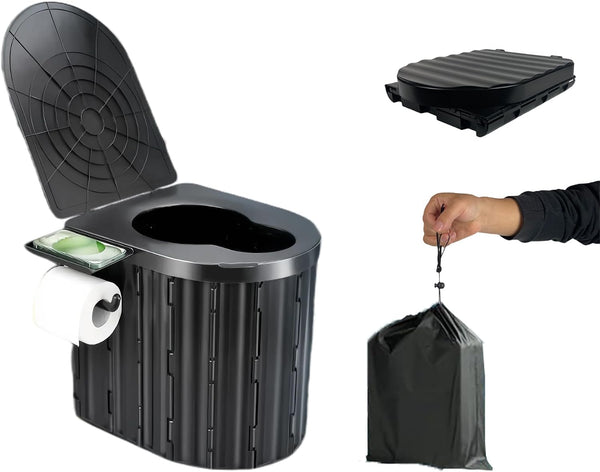 Portable Folding Toilet for Adults Camping, 300LBS Weight Capacity Porta Potty with