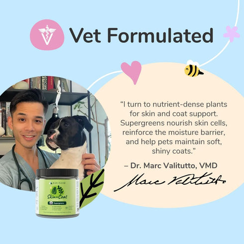 4oz kin+kind Skin and Coat Supplement for Dogs & Cats Natural Vitamin Supplements with Organic Ingredients for Shiny