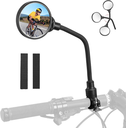 ROCKBROS Bike Mirror Handlebar Mount, 360° Rotatable Adjustable Bicycle Rear View Mirror for Mountain Road Bike